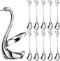 AnSaw Silver Swan Base With 10-Pcs Mini Leaf Coffee Spoon Holder Set-4.7" | by AnSaw