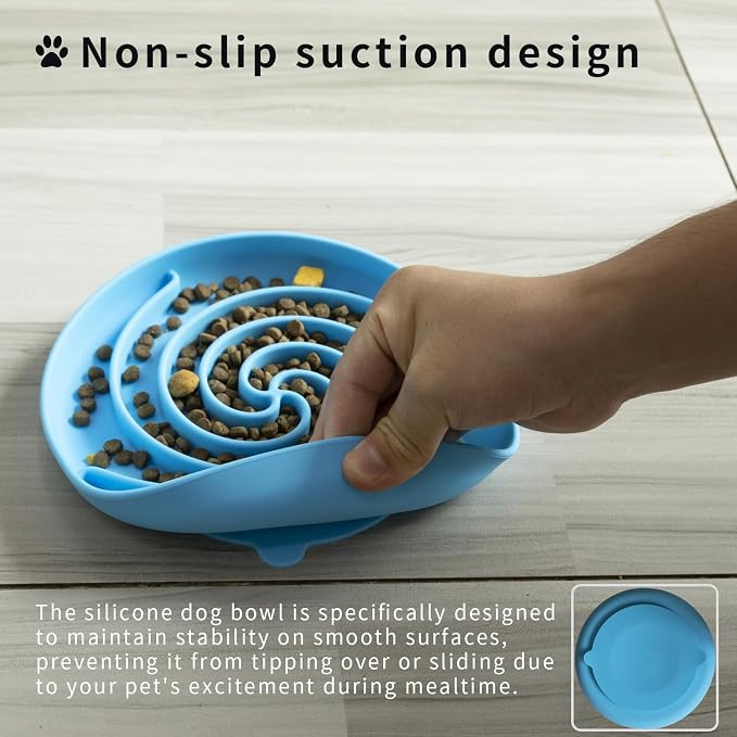 Bifeaw Slow Feeder Dog Bowls, Dishwasher Microwave Safe Silicone Puppy Puzzle - Image 2
