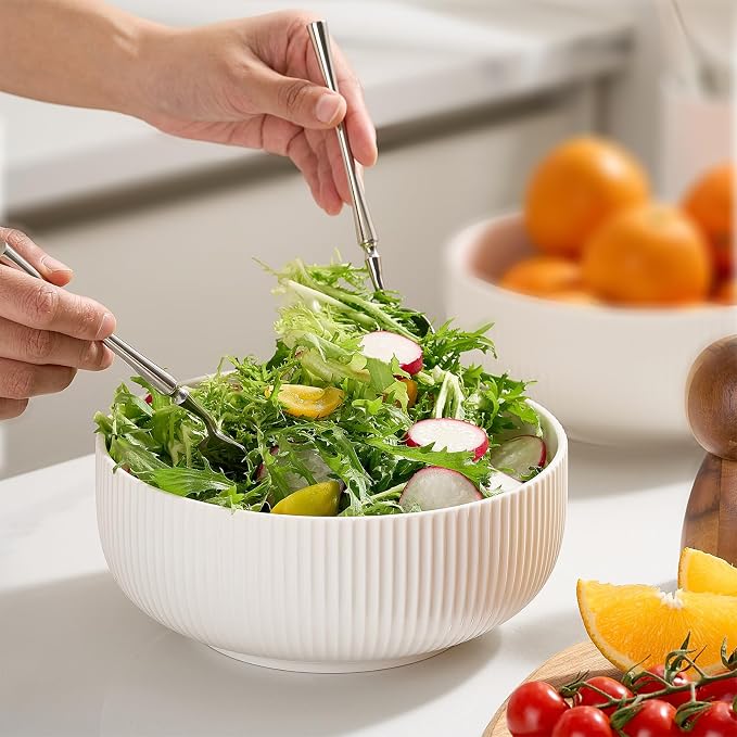 Mfacoy 2 Pack Salad Bowl, 8 inch 60 oz Large Serving Bowl Set, Deep Bowl - Image 7