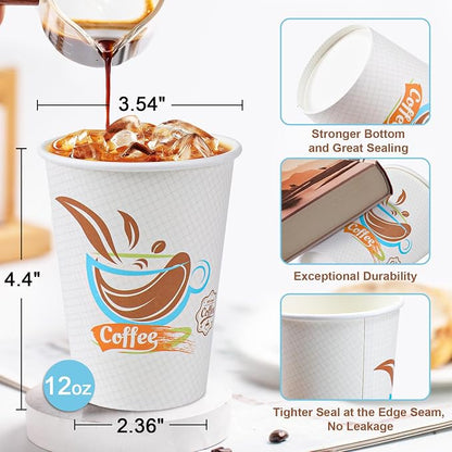 Lamosi 500 Pack 12 oz Coffee Cups, Disposable Paper Cups No Lids | Leakproof - Image 2