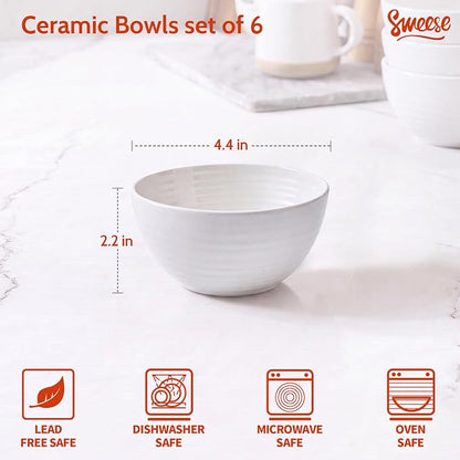 Sweese 10 Oz Ceramic Bowls Set of 6, Small Stackable Bowls - Image 2