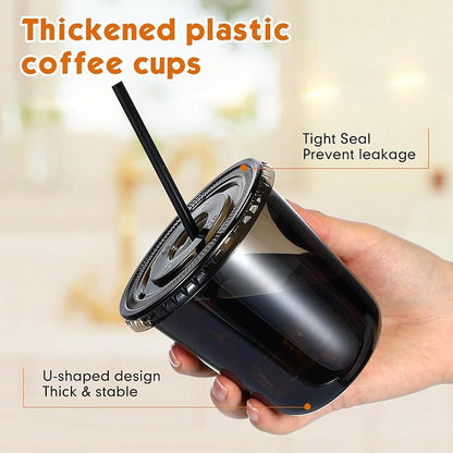 Ziliny 50 Sets 12 oz Black Plastic Cups - Image 4