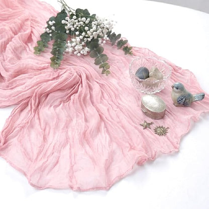 10 Pack Pink Cheesecloth Table Runner 17 x 108 Inch | Boho Gauze Fabric - Image 6