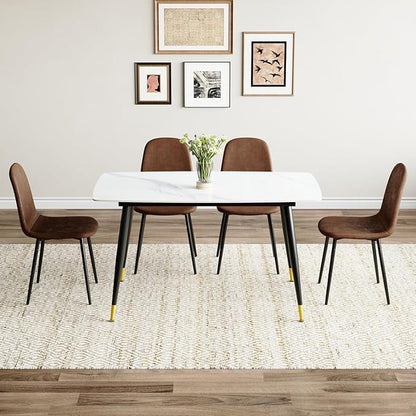 Small Dining Table Set for 4, Dining Room Table Set for 4, Sintered Stone Kitchen Table Top and Modern Chairs Set of 4 for Kitchen Dining Room, Small Space