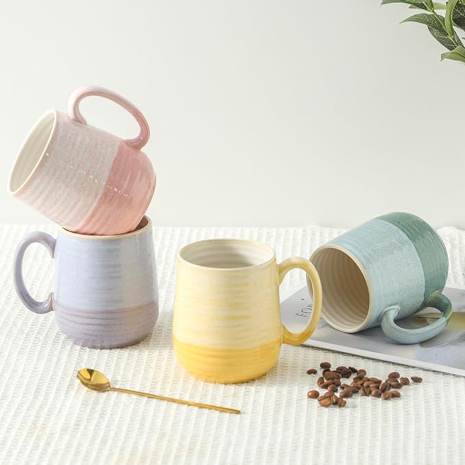 HASENSE Coffee Mugs Set of 4, 15 oz Large Ceramic Cups - Image 6