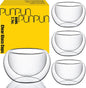 PunPun 2.7oz. 80ml Double Wall Borosilicate Glass Tea Cups Espresso Cups by PunPun