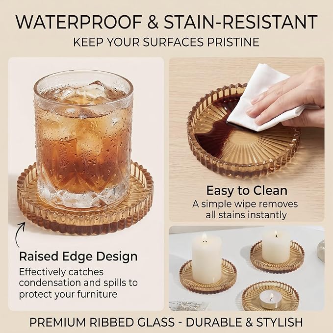 Coasters Set of 6 for Drinks, 3.8 Inch Large Coasters for Coffee Table - Image 4