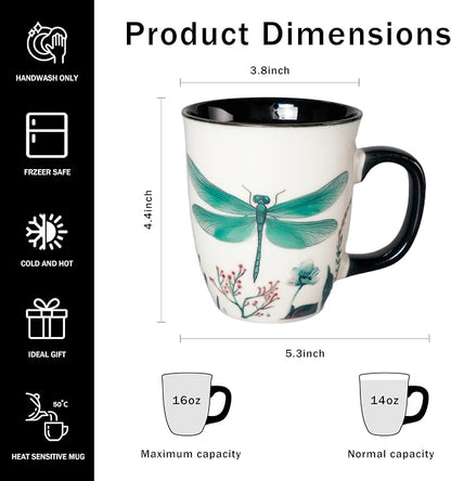16 oz Dragonfly Coffee Mug, Color Changing Cup | Ceramic Coffee Cup, Heat - Image 3