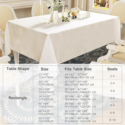 Smiry Rectangle Table Cloth, Waterproof Anti-Scratch Polyester Tablecloth, Decorative Washable Fabric Table Cover for Dining, Buffet, Parties and Outdoor, 60x84, Beige