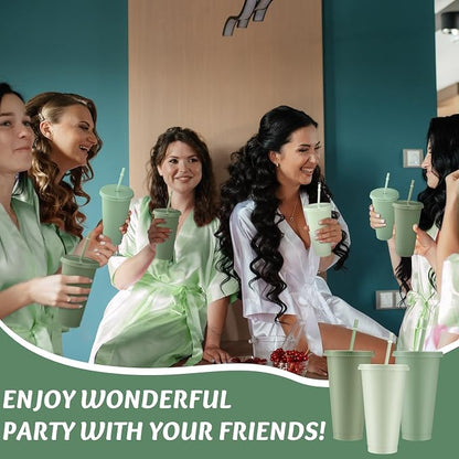 Skylety 24 Pcs Sage Green Plastic Cups - Image 5