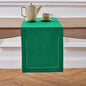 Solino Home Linen Emerald Green Hemstitch Table Runner 48 Inches - 100% Pure Linen Small Table Runner 14 x 48 Inch Ideal for Dresser and Coffee Tables - Classic Hemstitch - St Patricks Day