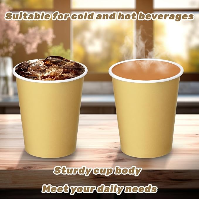 50 Pack 8 Oz Disposable Paper Cups, Khaki Paper Coffee Cups | Hot Coffee Cups - Image 5