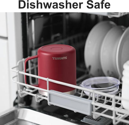 SUNWILL Travel Coffee Mug with Lid, Insulated Tumbler with Handle, 14 oz - Image 4