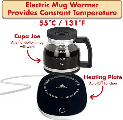 Funwares Cupa Joe Gift Set, 20 oz Glass Coffee Mug + Electric Mug Warmer | - Image 2