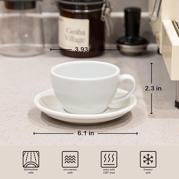 Loveramics Cappuccino Cup with Saucer, 8 oz Ceramic Coffee cup with Round Bottom - Image 3