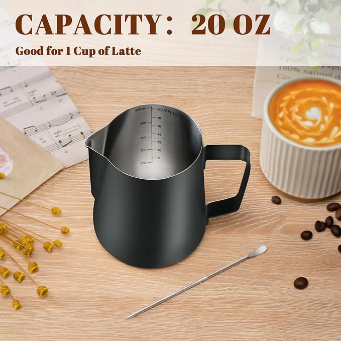 Amrules Milk Frothing Pitcher, 20oz Milk Frother Cup - Image 4