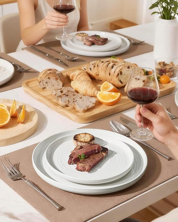 Stoneware Dinnerware Sets for 6, Plates and Bowls, Chip & Scratch Resistant - Image 6