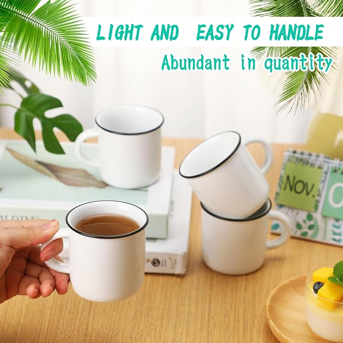 Uiifan 24 Pcs Ceramic White Coffee Mugs Bulk Vintage Espresso Mug Mini Tea Cups - Image 2