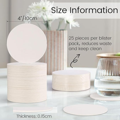600 Pieces Disposable Paper Coasters, GOH DODD Thickened (1.5MM) 4 Inch Bar Coasters Bulk Absorbent Cardboard Blanks Doilies for Drinks DIY Arts Crafts Wedding Party Gifts Education, White, Round