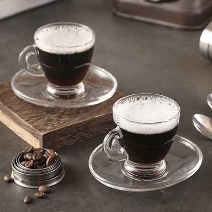 Espresso Cups with Saucers and Spoons Set of 6, Glass Demitasse Cups - Image 5