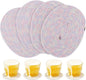Set of 4 Oval Woven Placemats, Cotton Plate Chargers with 4 Pack Round Coasters, Thick Heat Insulation Household Table Mats Braided Bowl Mats Placemats Fabric Rustic Tablemats for Dining Table