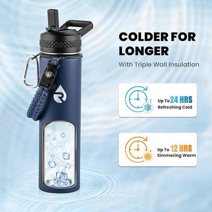 RAYMYLO Insulated Water Bottle 24 oz, Triple Wall Vacuum Stainless Steel | - Image 2
