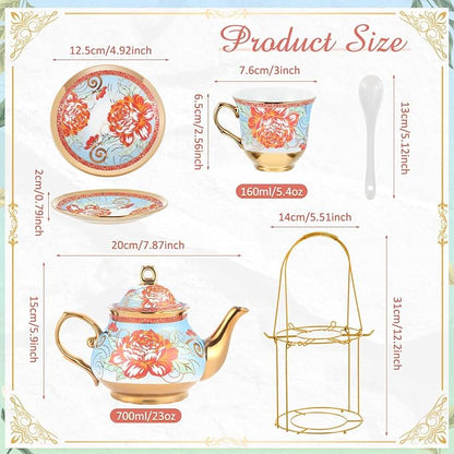Zhehao 20 Pcs Porcelain Tea Set - Image 2