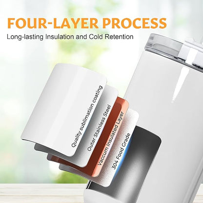 40 oz Sublimation Tumblers with White Handle Lid and Straw 12 Pack Stainless Steel Double Wall Vacuum Insulated Travel Mug Cup Bulk Sublimation Blank for DIY Gift