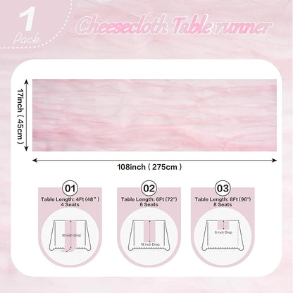 Pink Cheesecloth Table Runner Summer Halloween Christmas 10Ft Cheese Cloth - Image 3