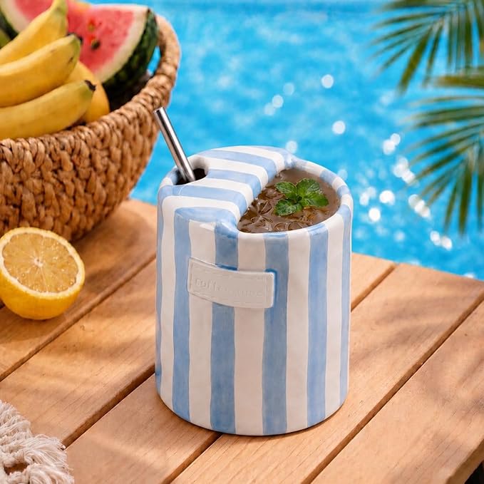 1 Pack Ceramic Coffee Mug with Sip Hole Espresso Cup 10oz with Straws Retro - Image 5