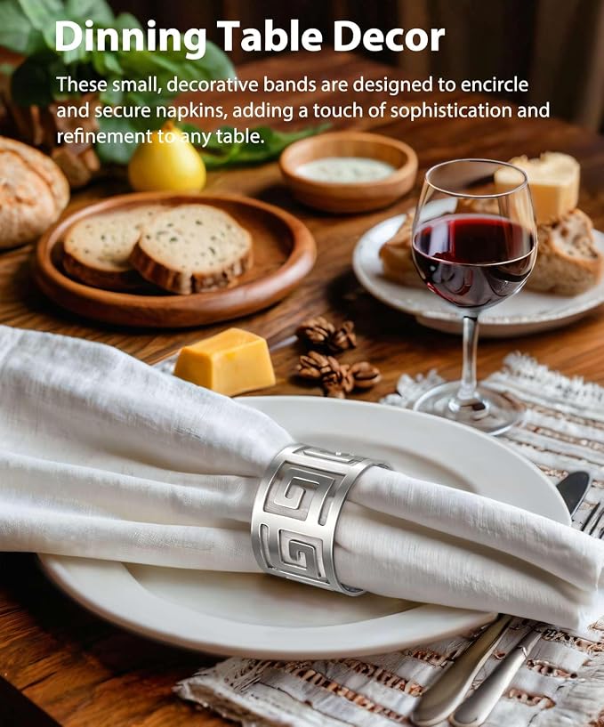 Hollow Out Design Napkin Rings Holder, Exceptional Craftsmanship, - Image 3
