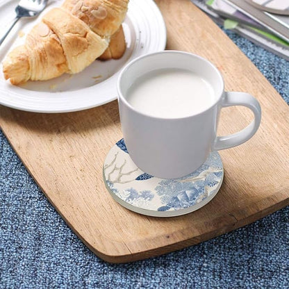 Coasters for Drinks Coaster Drink Set Decorative Coffee Table Desk Cup Mat Spring Cute Cork Bar Backing Round Home Decor Beige and Blue Sea Turtles Corals35