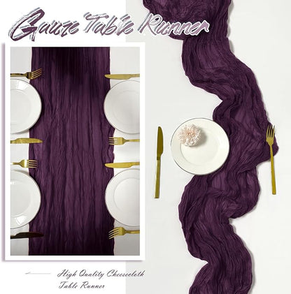 15 Pack Dark Purple Cheesecloth Table Runner 17 x 108 inch Cheese Cloth Table - Image 6