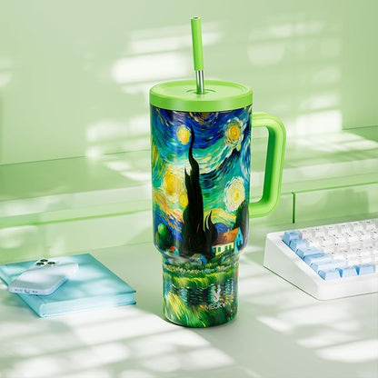Meoky 40 oz Tumbler with Handle and Straw: Stainless Steel Insulated Tumbler - Image 7