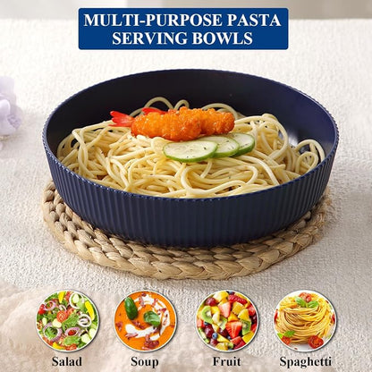 HOMQUEN Pasta Bowls Set of 6, 37oz Salad Bowls Blue Soup Bowls, Large Pasta - Image 8