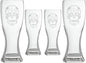 Rolf Glass Sugar Skull 20oz Beer Pilsner | Set of 4 | Large Craft Beer Glasses | Designed and engraved in the USA