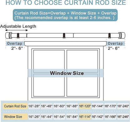 Curtain Rods for Windows 16 to 120 Inches Adjustable Length 1 Inch Diameter Window Curtain Rod with Aluminium Finials, Flash Gold