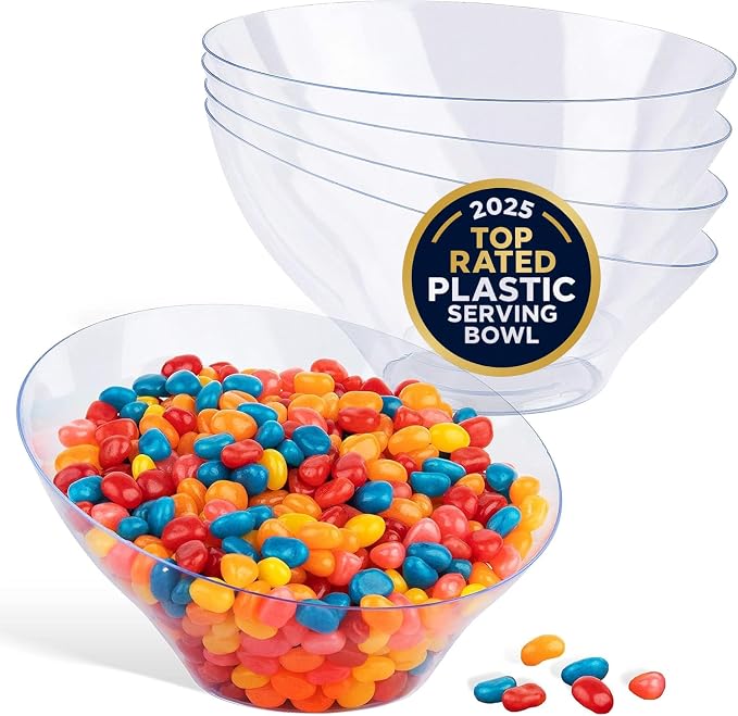 20oz Clear Plastic Serving Bowls Medium Disposable Candy Dishes, Buffet by StockYourHome