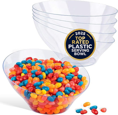 20oz Clear Plastic Serving Bowls Medium Disposable Candy Dishes, Buffet by StockYourHome