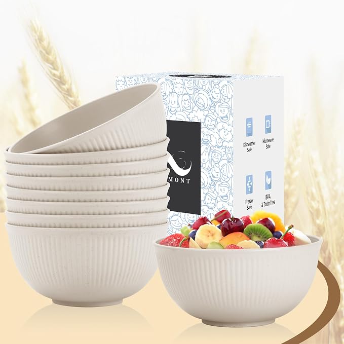 PYRMONT Unbreakable Cereal Bowl 26 OZ Wheat Straw Bowls Set of 8 Alternative - Image 3