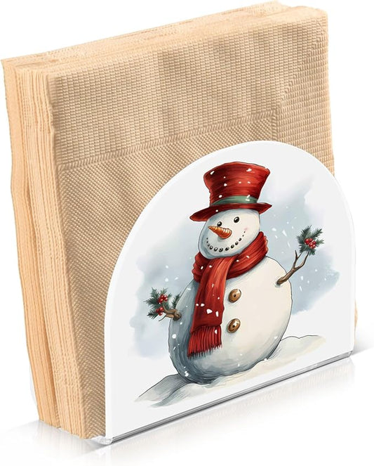 Napkin Holder Christmas Snow Crystal Clear Acrylic Napkin Holders Paper Napkin Holder Dining Table Dispenser for Kitchen Restaurant Home Decor Bar Accessories
