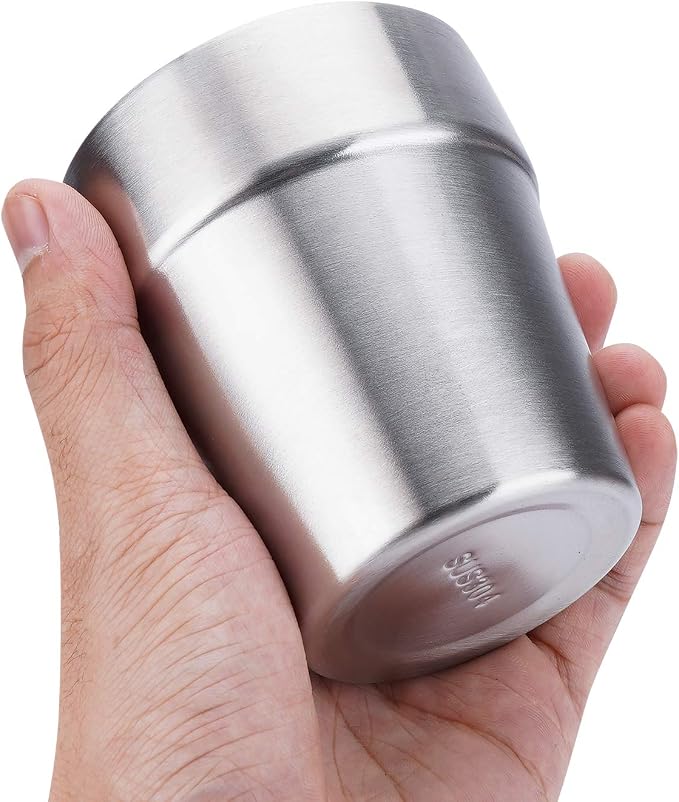 Beasea Stainless Steel Cups 8 oz, Metal Drinking Cups Set of 4, Stackable - Image 6