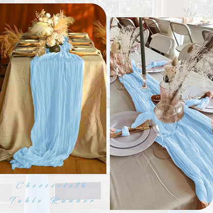 6 Pcs Baby Blue Cheesecloth Table Runner 10FT Runner - Image 5