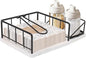 Livabber Flat Napkin Holder, Metal Kitchen Napkin Storage with Weighted Tension Arm Rustic Tissue Paper Dispenser for Countertop, Table Kitchen, Dining Room (with Marble Base, Black Napkin Holder Set)