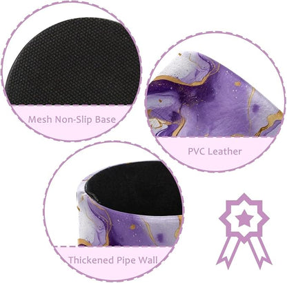 White and Purple Marble Art Leather Pen Holder - Image 2