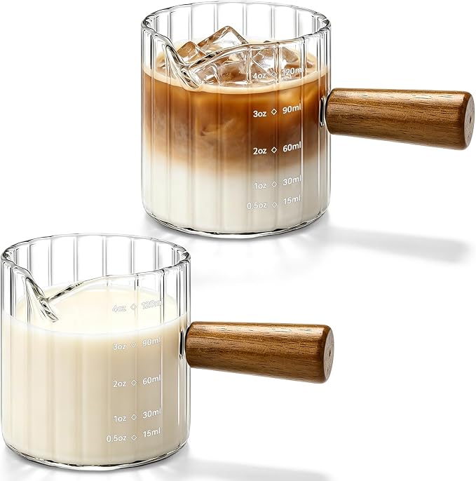 2 Pack Espresso Measuring Cups, 4oz Borosilicate Glass Espresso Shot Glasses by Cfyosnk