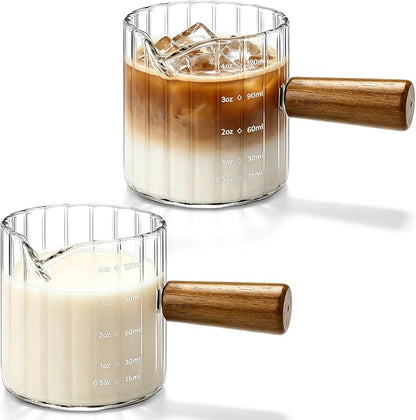 2 Pack Espresso Measuring Cups, 4oz Borosilicate Glass Espresso Shot Glasses by Cfyosnk