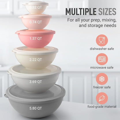 Zulay Kitchen 12 Piece Plastic Mixing Bowls - Image 3