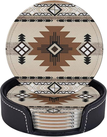 6 Pcs Native American Indians of The American Southwest Leather Coasters by Jfniub