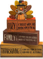 Moucuny 4 Pcs Fall Decorations for Home Wooden Turkey Decor Thanksgiving Tiered by Moucuny
